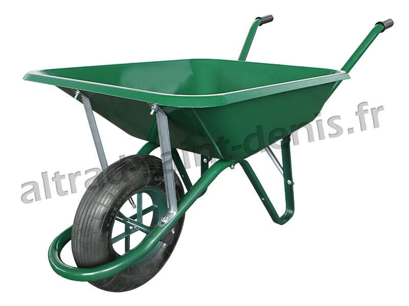 Image du produit BROUETTE TOUS TRAVAUX VERTE ROUE INCREVABLE SOUPLE 100L