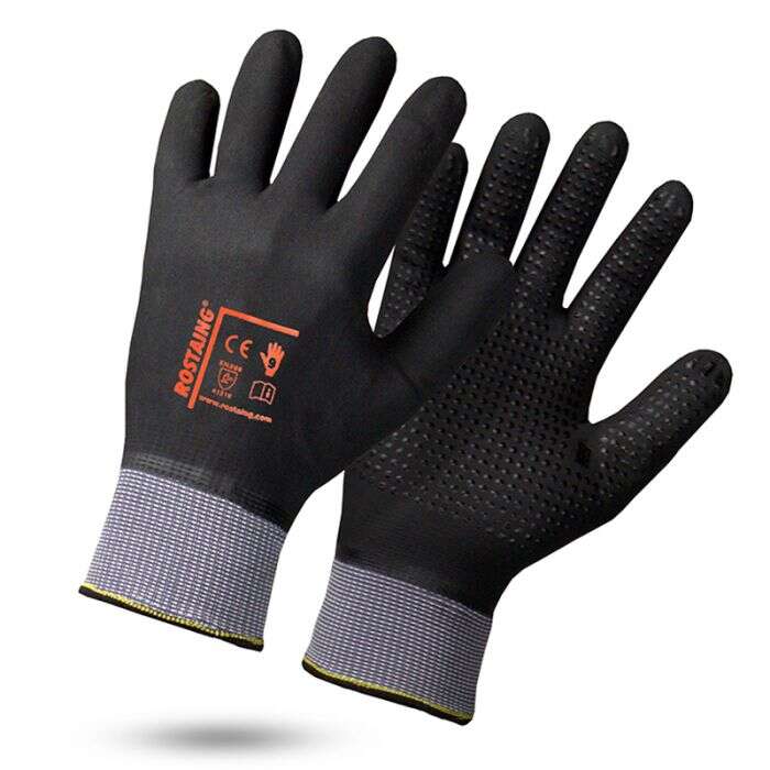 Image du produit GANTS EN NITRILE NOIR SUR POLYAMIDE FIN TOUT ÉTANCHE T9