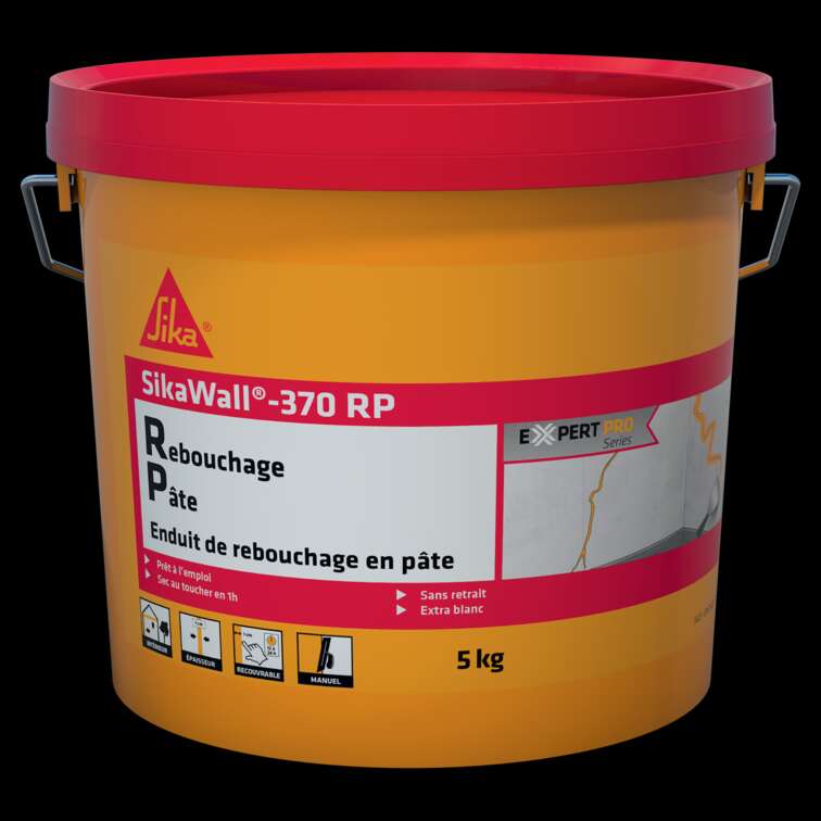 Image du produit SIKAWALL 370 RP ENDUIT DE REBOUCHAGE EN PATE POUR MURS ET PLAFONDS INTERIEURS SEAU 5KG